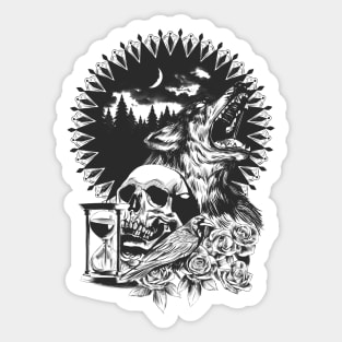 Time is endless dark art fantasy illustration Sticker